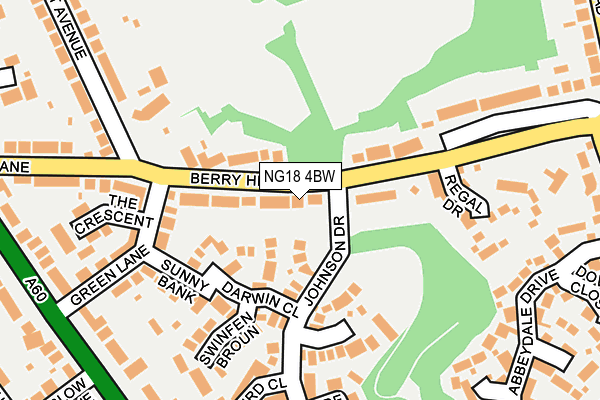 NG18 4BW map - OS OpenMap – Local (Ordnance Survey)
