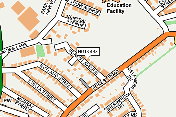 NG18 4BX map - OS OpenMap – Local (Ordnance Survey)