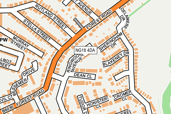 NG18 4DA map - OS OpenMap – Local (Ordnance Survey)