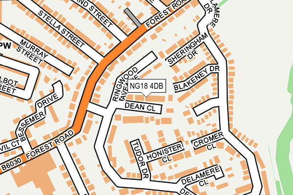 NG18 4DB map - OS OpenMap – Local (Ordnance Survey)