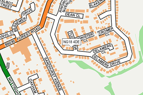 NG18 4DE map - OS OpenMap – Local (Ordnance Survey)