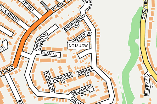 NG18 4DW map - OS OpenMap – Local (Ordnance Survey)