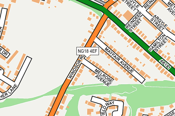 NG18 4EF map - OS OpenMap – Local (Ordnance Survey)