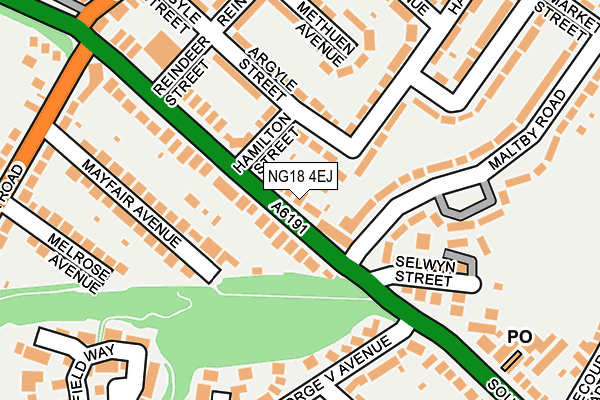 NG18 4EJ map - OS OpenMap – Local (Ordnance Survey)