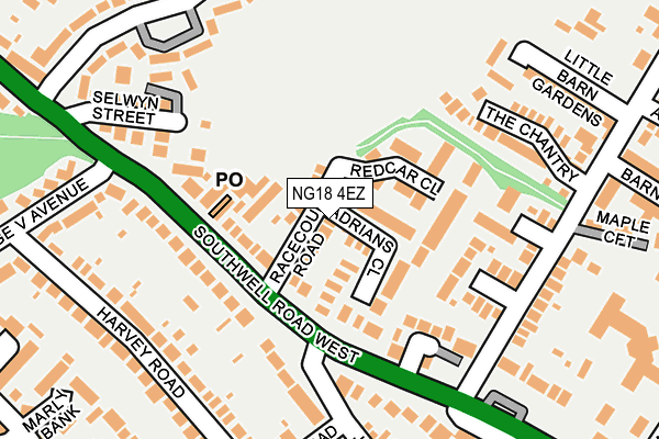 NG18 4EZ map - OS OpenMap – Local (Ordnance Survey)