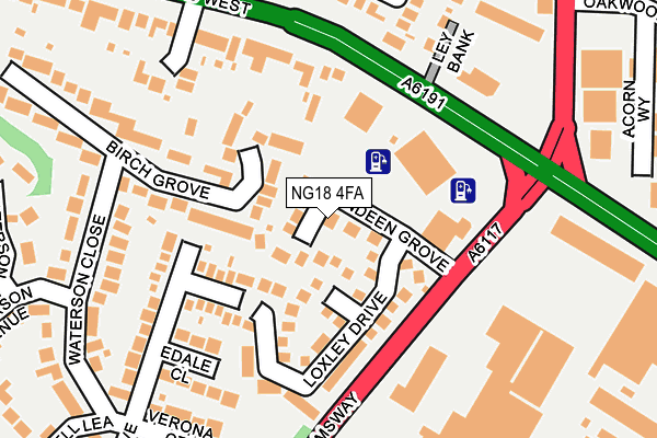 NG18 4FA map - OS OpenMap – Local (Ordnance Survey)