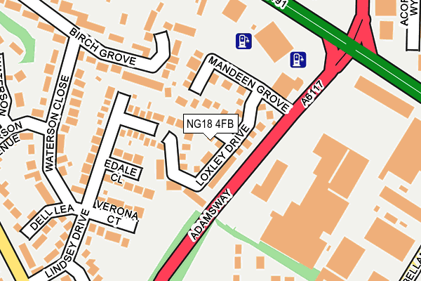 NG18 4FB map - OS OpenMap – Local (Ordnance Survey)