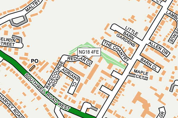 NG18 4FE map - OS OpenMap – Local (Ordnance Survey)