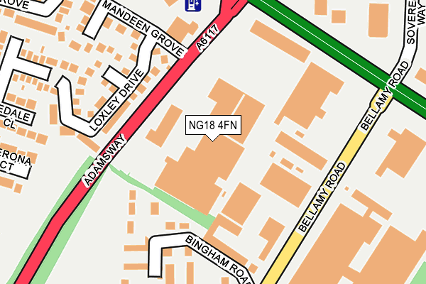 NG18 4FN map - OS OpenMap – Local (Ordnance Survey)