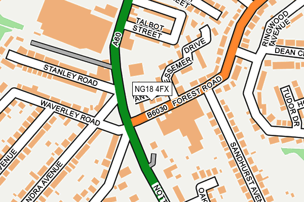 NG18 4FX map - OS OpenMap – Local (Ordnance Survey)