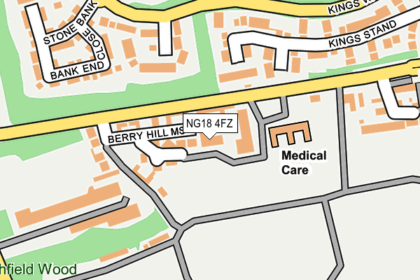 NG18 4FZ map - OS OpenMap – Local (Ordnance Survey)