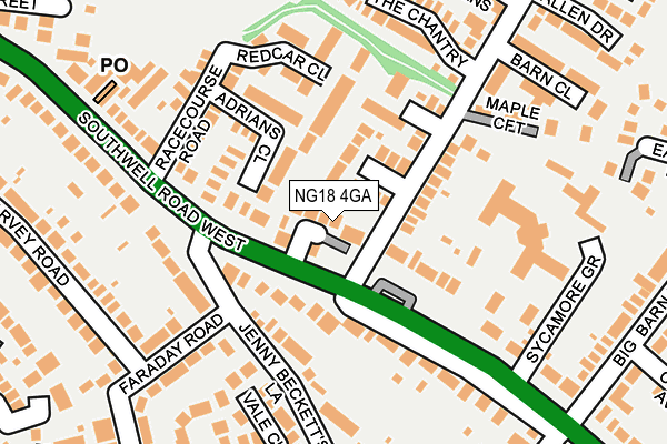 NG18 4GA map - OS OpenMap – Local (Ordnance Survey)