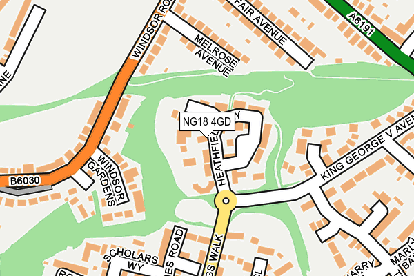 NG18 4GD map - OS OpenMap – Local (Ordnance Survey)