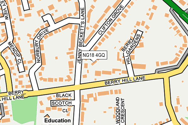 NG18 4GQ map - OS OpenMap – Local (Ordnance Survey)