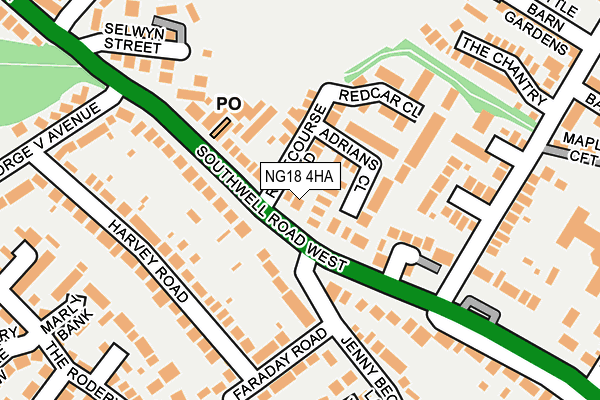 NG18 4HA map - OS OpenMap – Local (Ordnance Survey)