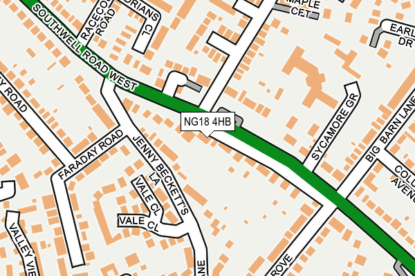 NG18 4HB map - OS OpenMap – Local (Ordnance Survey)