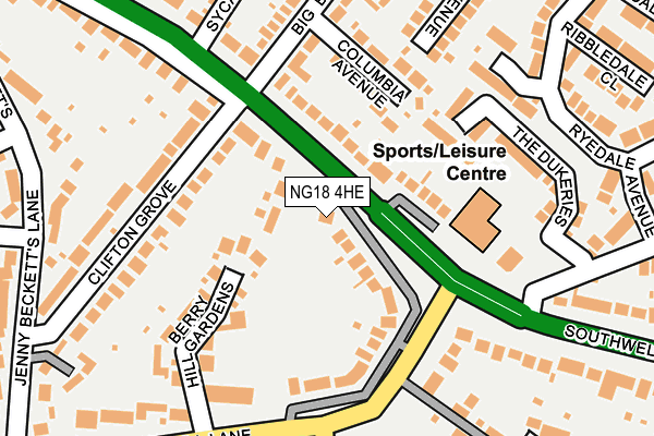 NG18 4HE map - OS OpenMap – Local (Ordnance Survey)