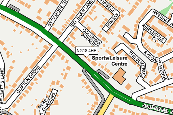 NG18 4HF map - OS OpenMap – Local (Ordnance Survey)