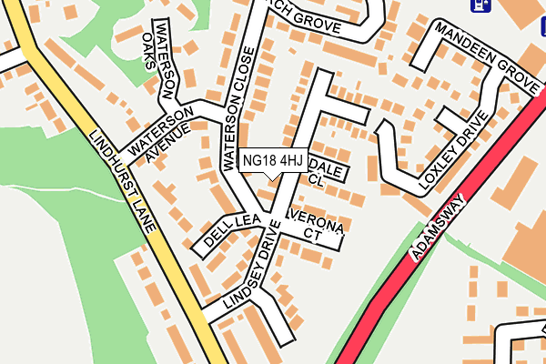 NG18 4HJ map - OS OpenMap – Local (Ordnance Survey)