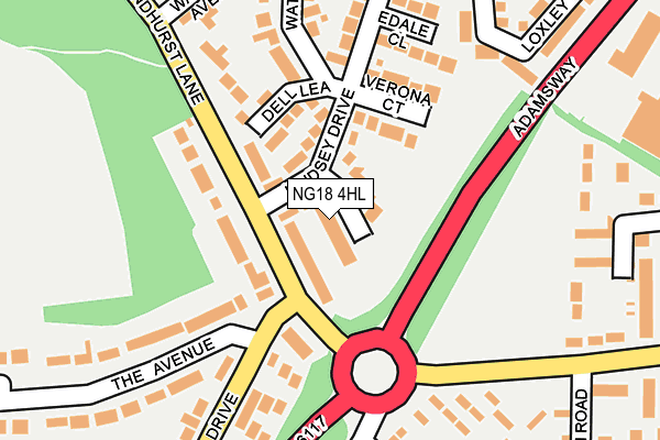 NG18 4HL map - OS OpenMap – Local (Ordnance Survey)