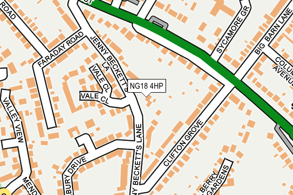 NG18 4HP map - OS OpenMap – Local (Ordnance Survey)