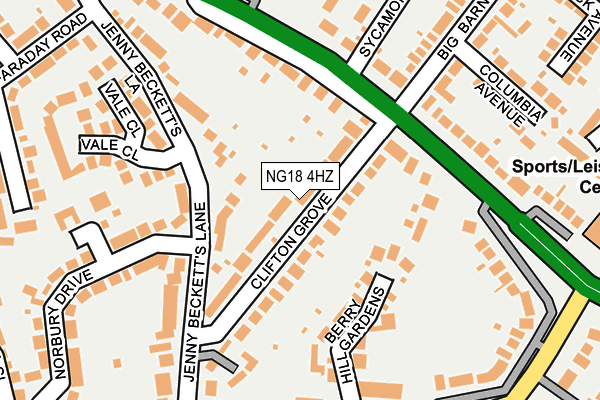 NG18 4HZ map - OS OpenMap – Local (Ordnance Survey)