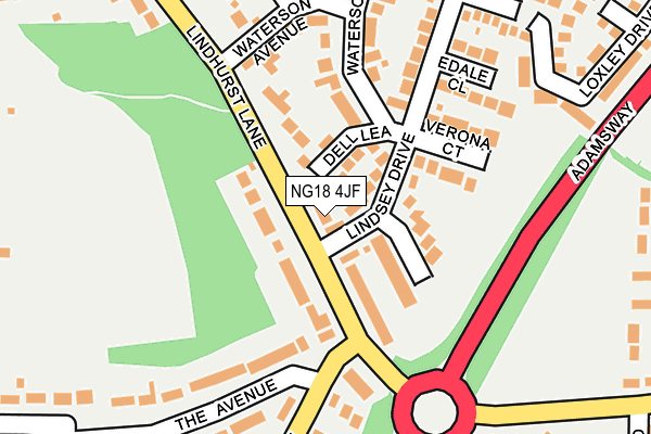 NG18 4JF map - OS OpenMap – Local (Ordnance Survey)