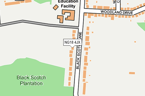 NG18 4JX map - OS OpenMap – Local (Ordnance Survey)