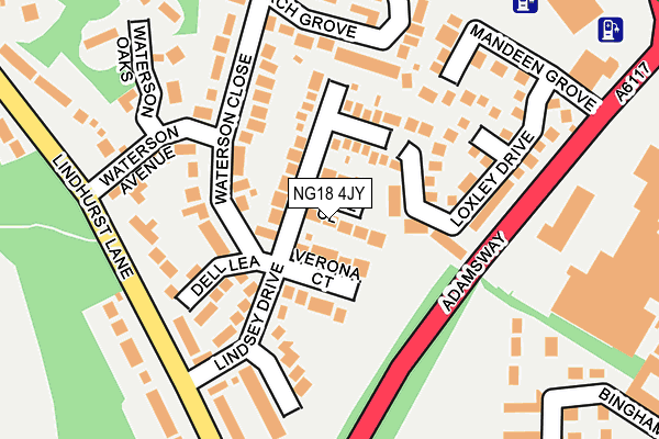 NG18 4JY map - OS OpenMap – Local (Ordnance Survey)