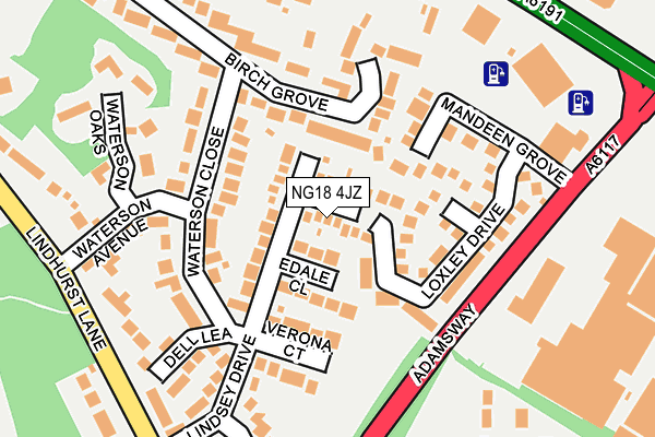 NG18 4JZ map - OS OpenMap – Local (Ordnance Survey)