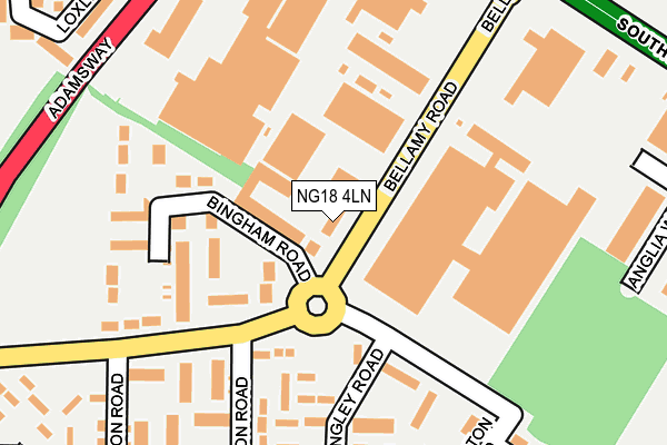 NG18 4LN map - OS OpenMap – Local (Ordnance Survey)