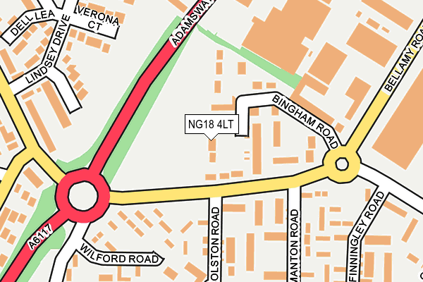 NG18 4LT map - OS OpenMap – Local (Ordnance Survey)
