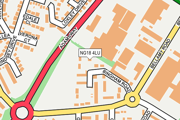 NG18 4LU map - OS OpenMap – Local (Ordnance Survey)