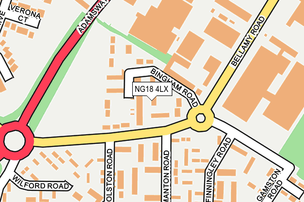 NG18 4LX map - OS OpenMap – Local (Ordnance Survey)