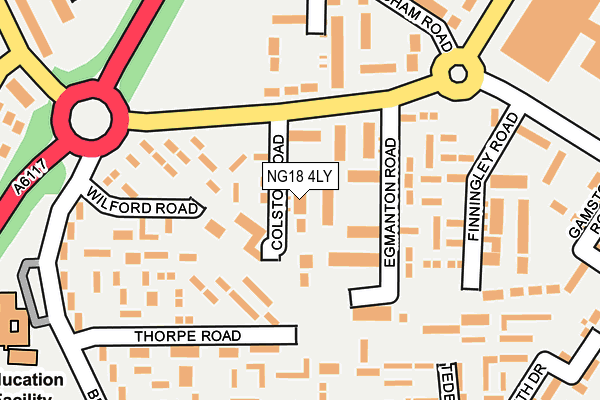 NG18 4LY map - OS OpenMap – Local (Ordnance Survey)