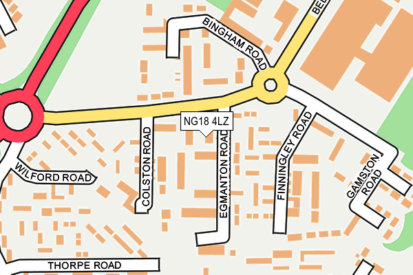 NG18 4LZ map - OS OpenMap – Local (Ordnance Survey)