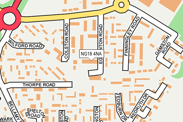 NG18 4NA map - OS OpenMap – Local (Ordnance Survey)