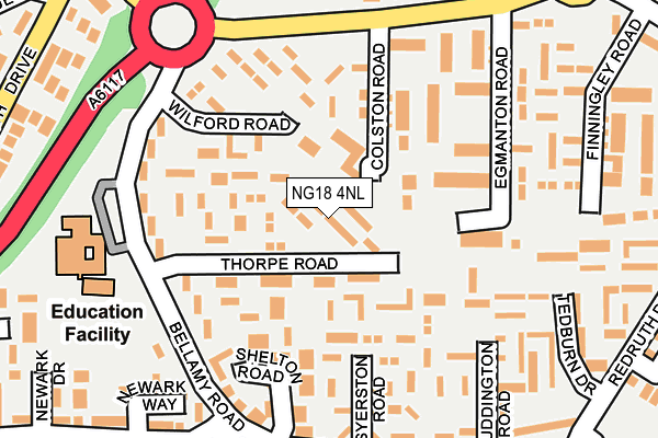 NG18 4NL map - OS OpenMap – Local (Ordnance Survey)