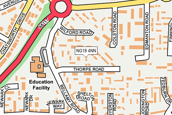 NG18 4NN map - OS OpenMap – Local (Ordnance Survey)