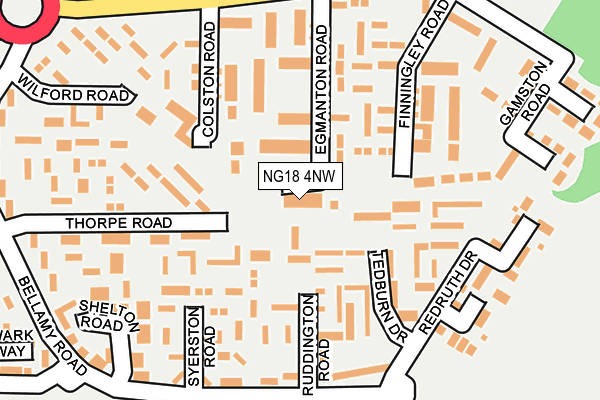 NG18 4NW map - OS OpenMap – Local (Ordnance Survey)