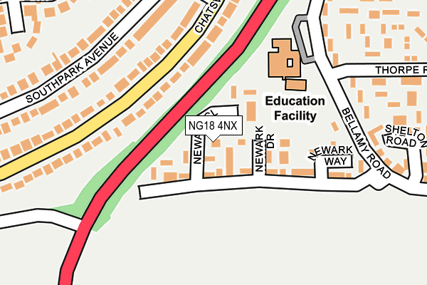NG18 4NX map - OS OpenMap – Local (Ordnance Survey)