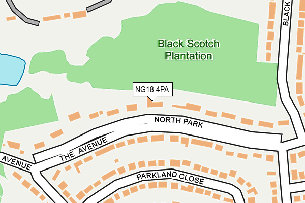 NG18 4PA map - OS OpenMap – Local (Ordnance Survey)