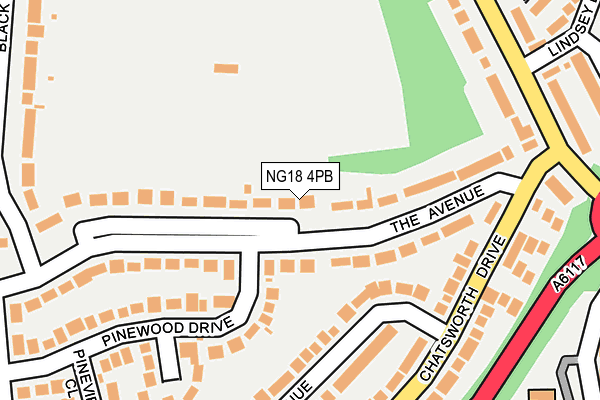 NG18 4PB map - OS OpenMap – Local (Ordnance Survey)