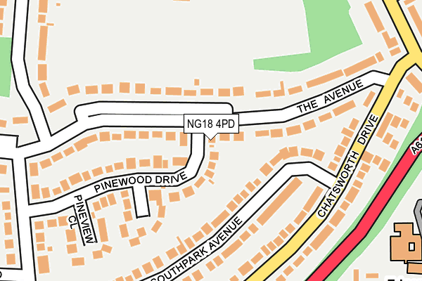 NG18 4PD map - OS OpenMap – Local (Ordnance Survey)