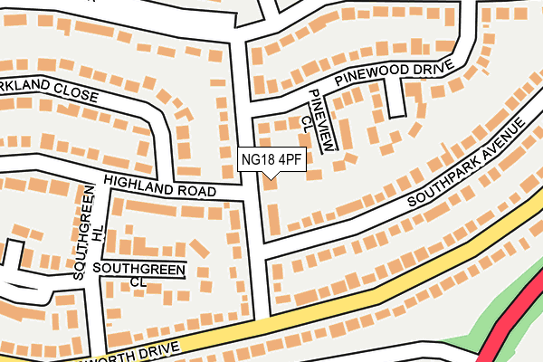 NG18 4PF map - OS OpenMap – Local (Ordnance Survey)