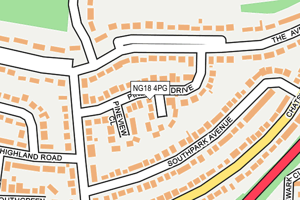 NG18 4PG map - OS OpenMap – Local (Ordnance Survey)