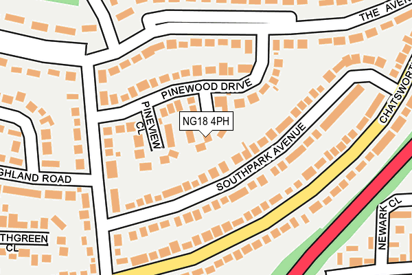 NG18 4PH map - OS OpenMap – Local (Ordnance Survey)