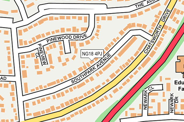 NG18 4PJ map - OS OpenMap – Local (Ordnance Survey)