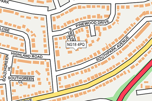 NG18 4PQ map - OS OpenMap – Local (Ordnance Survey)