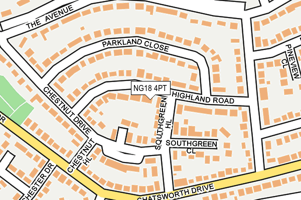 NG18 4PT map - OS OpenMap – Local (Ordnance Survey)